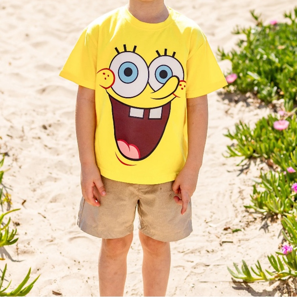 SpongeBob SquarePants Toddler/Kid Boy/Girl 1pc Cotton Short-sleeve Yellow Top